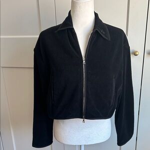 THE PARK Black Terry Cloth Cropped Jacket | S